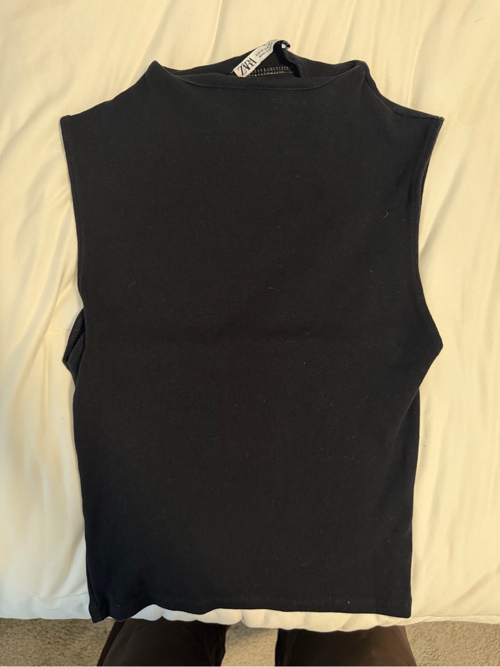 Zara Black Sleeveless Mock-Neck Tank